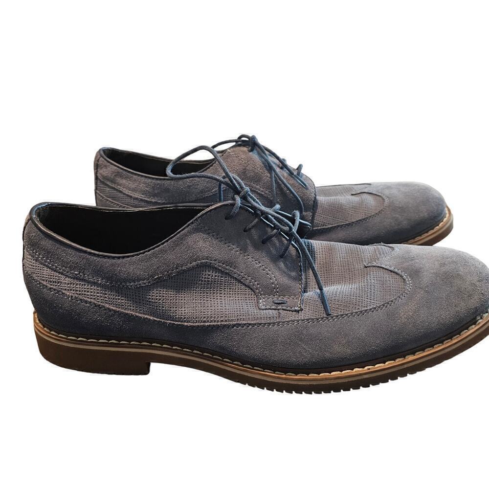Saks Fifth Ave Gere Dress Shoes Men's Size 10.5 Blue Suede Wingtip Oxford